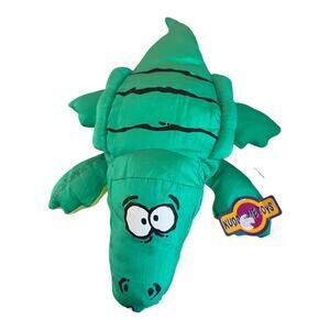 VTG Kuddle Me Toys Green Nylon Alligator Plush Stuffed Animal 14" USA